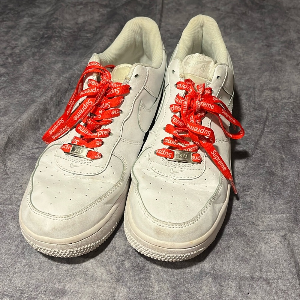 Air Force Ones with Supreme Lace Locks+